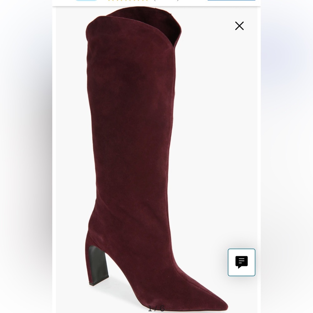 NWT- Jeffrey Campbell Pinpoint Pointed Toe Knee High Boots- Wine Suede- Size 8.5